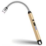 Electric USB C Rechargeable Candle Lighter with Long Flexible Neck, Electronic Windproof Flameless Arc Plasma Lighter Long Reach for BBQ Stove, Candles, Campfire and Camping