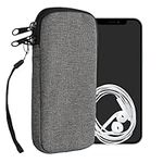 kwmobile Fabric Phone Pouch Size XL - 6.7/6.8" - Universal Sleeve Mobile Smartphone Bag with Zipper, Wrist Strap - Dark Grey