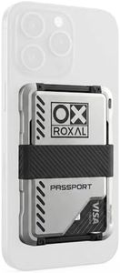 Roxal Premium Magnetic Wallet, Compatible with MagSafe & iPhone 17,16,15,14,13,12 - CNC-Machined Aluminum Minimalistic Design, RFID Blocking Thin Card Holder - SIlver & Black
