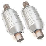 FOMIUZY 2 Inch 2" Inlet/Outlet Catalytic Converter Universal High Flow Front Cat Convertor Direct-Fit with O2 Port & Heat Shield(EPA Compliant)