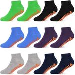 HYCLES Boys Girls Non-Slip Toddler Socks Grip Ankle Sticky Sock Anti-Skid Socks for Kids 6 Pairs for 6-9 Years Kids