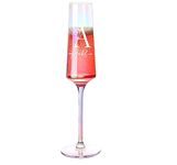 ukgiftstoreonline Personalised Floral Alphabet and Name Rainbow Colourful Iridescent Champagne Flute Prosecco Glass Gift