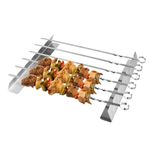 Hydrogarden BBQ Skewer Rack Set, 2 Kebab Racks and 6 Barbecue Skewers, Stainless Steel Meat Skewers with Holder, Universal Skewers Accessories for Gas Grill, Charcoal Grill, Smoker