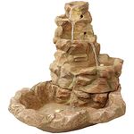 Sunnydaze Stone Springs 41-Inch Polyresin Rock Waterfall Fountain with LED Lights - Electric Submersible Pump