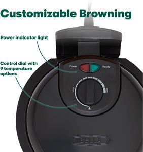 BELLA Classic Belgian Waffle Maker – Non-Stick, Stainless Steel