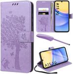 YIRSUR for Samsung Galaxy A15 Case with Screen Protector and Touch pen, Purple Leather Flip Wallet Case Magnetic Closure Cover with Card Slots and Kickstand for Galaxy A15 5G/4G Phone Cover
