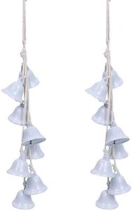 2 Pieces Witch Bells for Door Knob for Protection Handmade Decorative Door Hanging Bell Witch Wind Chimes for Boho Home Room Decor (White)