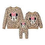 Disney Mickey and Friends Mommy and Me Matching Outfits Leopard Long Sleeves Shirt Sweatshirt Tops, Girls, 3-4 Years