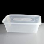 We Can Source It Ltd 200 x 650ml Rectangular Plastic Microwave Freezer Safe Food Meal Prep Recyclable Takeaway Containers and Lids - Catering Plastic BPA Free