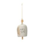 DEMDACO Protect and Watch Over Us Cream 4.5 inch Stoneware, Wood, Iron Mini Inspired Bell