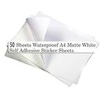 Sticker Paper Quality Waterproof A4 White Matter Self Adhesive Sticky Back Label Printing Paper Sheet Inkjet Laser Printable (50 Sheets)