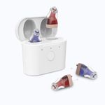 Sierescon Rechargeable Hearing Aids, Mini Hearing Amplifier with Charging Box and Discreet Fit for All-Day Comfort,Clear Sound for Elderly,Blue & Red Pair