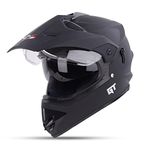 Steelbird GT Off Road ISI Certified Motocross Double Visor Full Face Helmet Outer Clear Visor and Inner Smoke Sun Shield (Matt Black , Medium 580 MM)