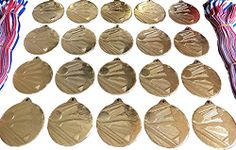 Trophy-Point 20 Football Medals - Gold 5cm Metal With Ribbons