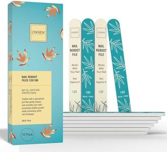 Onsen Secret Japanese Nail File - Professional 10-Pack Nail Files, Double Sided Natural & Acrylic Filers - 120/180 Grit - Disposable, Salon Smooth | Best Onsen File for Shiny Nails
