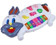 Toyshine Rabbits Musical Piano with 3 Modes Animal Sounds, Flashing Lights & Wonderful Music,Plastic,White