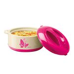 MILTON Orchid 1500 Inner Stainless Steel Serving Casserole with Lid, PU Insulated Kitchen Hot Pot, Keeps Food hot & Fresh for Roti, Biryani, 1260 ml, Pink