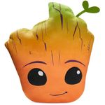 Disney Groot 3D Plush Pillow Cushions for Bed, Kids Bedroom Accessories 37 x 31cm - Gifts for Boys (Orange)