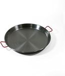 Garcima La Ideal 10050 Polished Steel Paella Pan 50cm, Silver/Red
