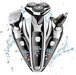 Hatteker Mens Electric Shaver Razor Beard Trimmer Rotary Shaver for Men Cordless Sideburn Trimmer Nose Trimmer Wet Dry Shaver Waterproof USB Rechargeable Classic Black 3 in 1