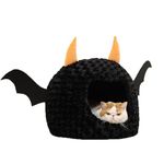 PAAPLE Cat House Winter Warm Pet Supplies Pet Nest Halloween Decoration Kitten Cave Sleeping Bed Dog Kennel Halloween Essentials, Black, khvtu