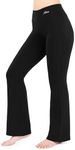 NIRLON Yoga Pants Women Bootleg Best Athletic Workout Yoga Leggings Flare Leg 28"/30"/32"/34" Inseam Fitness Work & Casual Wear (L, Black 28" Inseam)