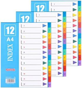Provone 36 Pcs Binder Dividers Multicolor Index Dividers A4 Plastic Binder Tab Dividers for 3 Ring Binders Index Dividers File Dividers Notebook Dividers for School Office Home Learning