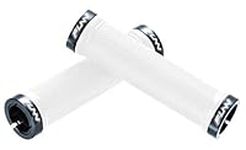 Funn Combat Mountain Bike Handlebar Grips with Double Lock On Clamp, Easy-to-fit and Durable Grips with 22 mm Inner Diameter, Diamond Shape Patterned Bicycle Grips for MTB/BMX (White)