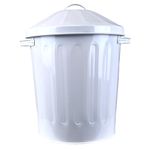 Easy Shopping Small 15 Litre 15L Round Shape Several Colour Metal Bin Recycle Rubbish Waste Dustbin Bin with Lid (White)