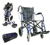 Heavy duty lightweight folding transit travel wheelchair in a bag with handbrakes ECTR04HD