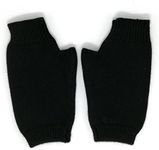 Pure Cashmere Women Men Fingerless Mittens Gloves Half Fingers Thumb Hole Thick 3ply Yarn, Long to keep wrist warm (Black)