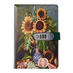 NectaRoy Vintage Notebook with Lock, A5 Lockable Diary(Oil Painting Flowers Style), Retro Travel Journal, Secret Girl Notebook, Daily Notepad for Office School Supplies Student Stationery