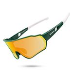 ROCKBROS Polarized Sports Sunglasses Men Women - UV400 Protection Goggle with Myopia Frame for Running Cycling Driving, Green, Standard