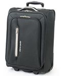 Pierre Cardin Soft Sided 18 Inch Suitcase with Wheels - KLM Flybe Emirates Cabin Approved Under 55x40x20 Luggage TUI Thomas Cook Soft Shell Bag | Light 1.8kg 48cm 30L (Carry On, Black & Grey)