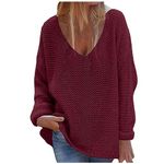 AMhomely Sweater for Women UK Winter Clearance Open Front Chunky Knitted Sweater Jumpers Boyfriend Pullover Sweaters Ribbed Knit Outerwear Tops for Ladies