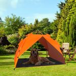 CAREDPETS Dog Canopy Shade Shelter Tent for Small Medium Elevated Raised Outdoor Dog Bed Cots, Outside Dog House Pet Sun Umbrella, Quick Setup & No Assembly Needed, Orange 55"X40" (Cots Not Included)