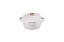 Le Creuset Stoneware Mini Round Cocotte, 8oz., Shallot with Gold Heart Knob