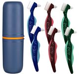Ocircle Premium Hard Denture Brush Toothbrush with Premium Carrying Case, Multi-Layered Bristles & Portable Denture Double Sided Brush for Denture Care(Pack of 6)