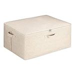 Navaris Fabric Storage Box with Zip Lid - 60x45x25 cm Large Storage Bag with Zipper for Duvet, Clothes, Bed Sheets, Blankets - Linen Look Material Mix