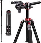 Camera Tripod, 76’’Professional Horizontal Aluminum Alloy Tripod for DSLR with 360 Degree Ball Head Quick Release Plate, Bubble Fluid Level,Handle and Bag Travel for Canon Sony DSLR Cameras