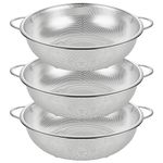 AKOLAFE 5 Quart Metal Colander with Handle 3 Pack Stainless Steel Strainers for Kitchen Strainers and Colanders Fine Mesh Colander Set Large Strainer Pasta Big Strainer for Spaghetti Vegetable Food