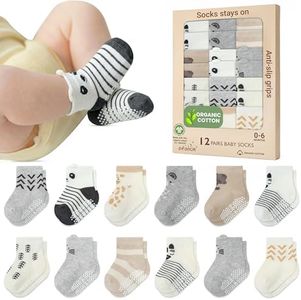infancie Organic Cotton Infant Socks 12 Pair - 0-6 Months – Soft and Comfortable Infant Socks 0-6 Months, Premium Boys Cotton Socks, Gift for Newborn Boys