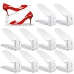 LPAOIS Set of 10 Shoe Organizers, Adjustable Height Shoe Stand, Simple Shoe Rack, Suitable for Women and Men, Space Saving (White)