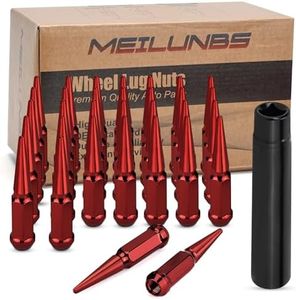 MEILUNBS 32PCS M14x1.5 Spike Lug Nuts – 3/4" Hex, Compatible with Silverado, Suburban, Express, Avalanche, Sierra 1500/2500/3500, F150, F250, F350, Ram 1500/2500/3500, Red