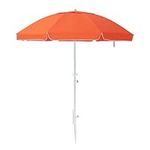 SERWALL 6.5FT Beach Umbrella with Removable Sand Anchor, UV 50+ Outdoor Portable Sunshade Umbrella with Push Button Tilt and Carry Bag for Patio, Garden, Backyard (Orange)