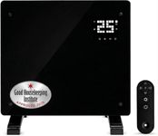 Devola Wifi Enabled Smart Electric Glass Panel Heater 1000W | Alexa Heating Control, Open Window Detection, Wall Mounted & Free Standing Low Energy Heaters with Timer | Lot 20, DVPW1000B (Black)
