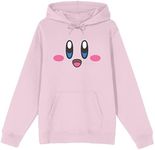 Bioworld Kirby Happy Big Face Long Sleeve Cradle Pink Men's Hooded Sweatshirt-Small