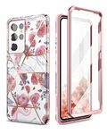 SURITCH for Samsung Galaxy S21 Ultra Case, Built-in Screen Protector 360 Full Body Protection Shockproof Rugged TPU Bumper Protective Case Cover for Samsung Galaxy S21 Ultra 5G 6.8 inch - Rose