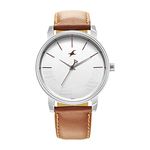 Fastrack Mens Stunners Quartz Analog Silver Dial Leather Strap Watch for Guys-NR3291SL02