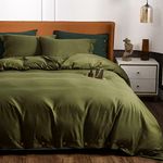 Argstar 3 Pieces Button Closure Duvet Cover Set King, Olive Green Duvet Cover with Buttons, 100% Microfiber Soft & Easy Care Bedding Comforter Cover with Ties (1 Green Duvet Cover, 2 Pillowcases)